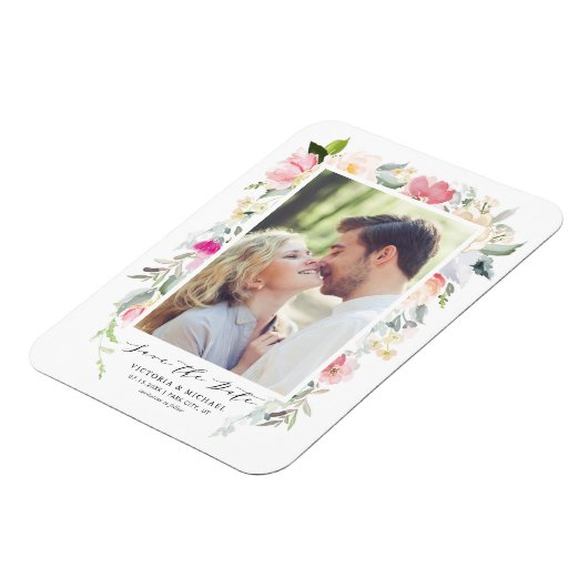 Pastel Spring Floral Blooms Lijst Save the Date Magneet (Linkerzijde)