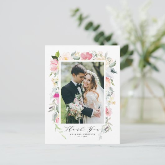Pastel Spring Floral Blooms Weddenschap Bedankt Briefkaart (Staand voorkant)