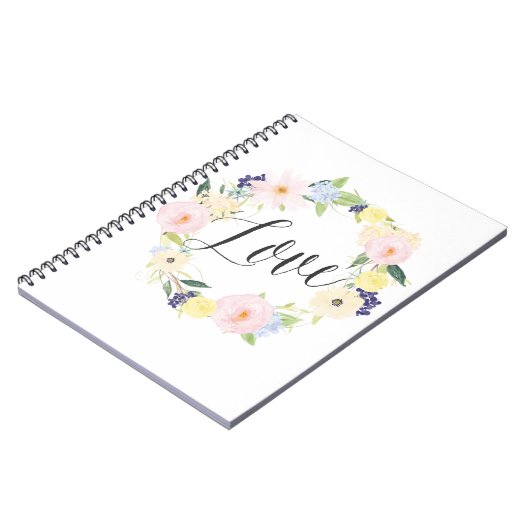 Pastel Spring Floral Krans | Love Notitieboek (Linkerzijde)