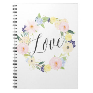 Pastel Spring Floral Krans   Love Notitieboek