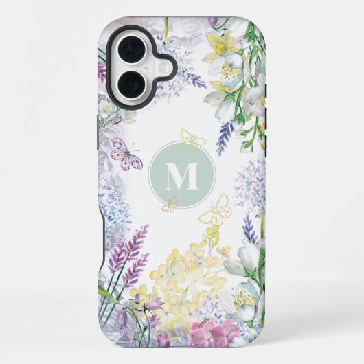 Pastel Spring Floral Monogram iPhone Hoesje (Achterkant)