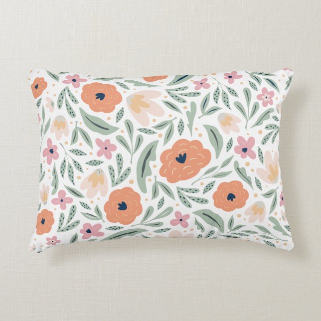 Pastel Spring Floral Pattern Accent Kussen (Voorkant)
