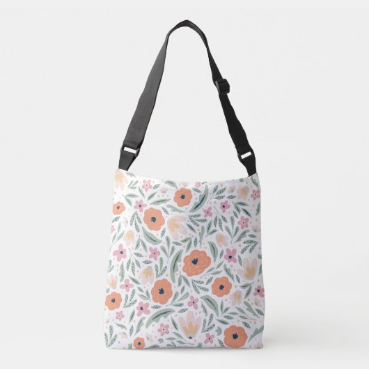Pastel Spring Floral Pattern Crossbody Tas (Voorkant)