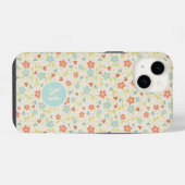 Pastel Spring Floral Pattern Monogram iPhone Hoesje (Achterkant horizontaal)