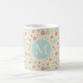 Pastel  Spring Floral Pattern Monogram Koffiemok (Center)