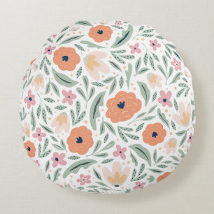 Pastel Spring Floral Pattern Rond Kussen