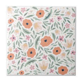 Pastel Spring Floral Pattern Tegeltje