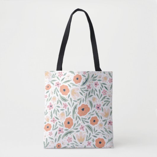 Pastel Spring Floral Pattern Tote Bag (Voorkant)