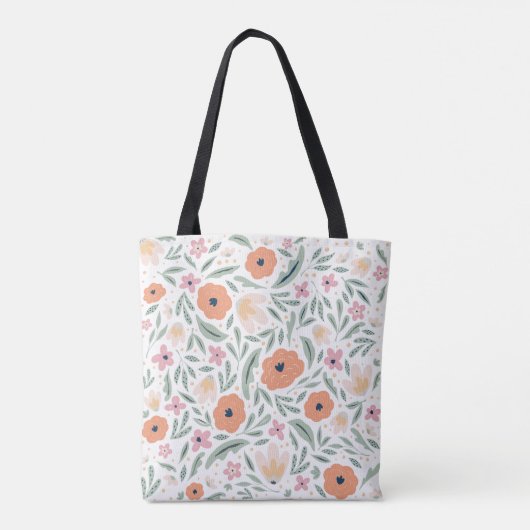 Pastel Spring Floral Pattern Tote Bag (Achterkant)