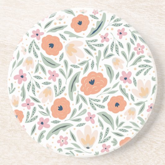 Pastel Spring Floral Pattern Zandsteen Onderzetter (Voorkant)