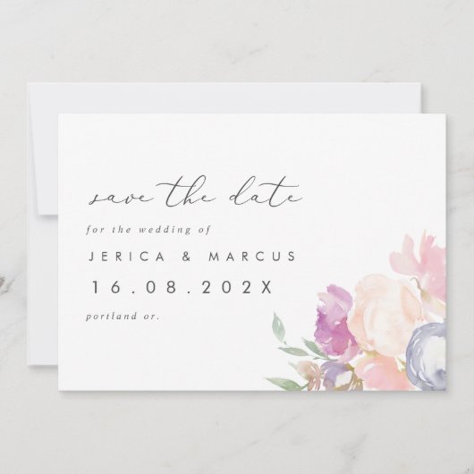 Pastel Spring Floral Wedding Save the Date (Voorkant)