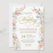 Pastel Spring Floral Wedding Save the Date Kaart (Voorkant)