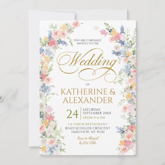 Pastel Spring Floral Wedding Save the Date Kaart (Voorkant)