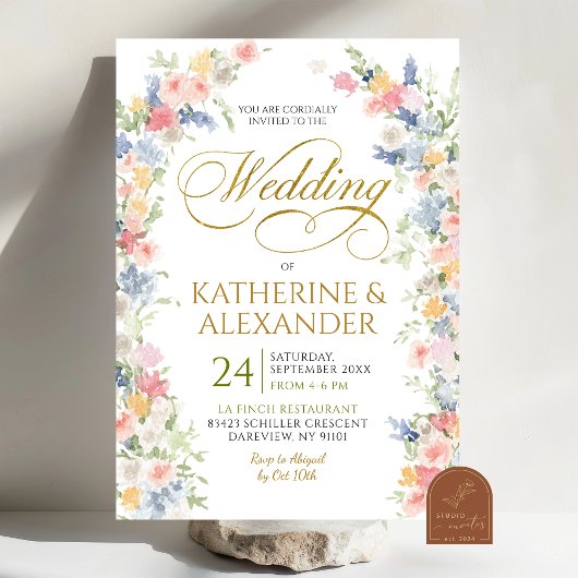Pastel Spring Floral Wedding Save the Date Kaart