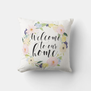 Pastel Spring Floral weest welkom in ons huis Kussen