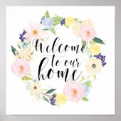Pastel Spring Floral weest welkom in ons huis Poster (Voorkant)