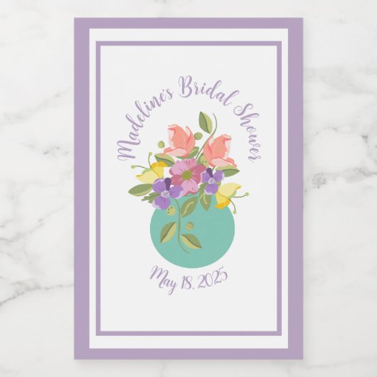 Pastel Spring Floral Wijn Etiket (Enkel label)