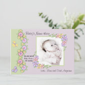 Pastel Spring Flowers Baby Aankondiging (Staand voorkant)