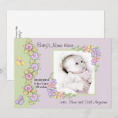 Pastel Spring Flowers Baby Aankondiging (Voorkant / Achterkant)