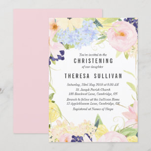 Pastel Spring Flowers Christening Kaart