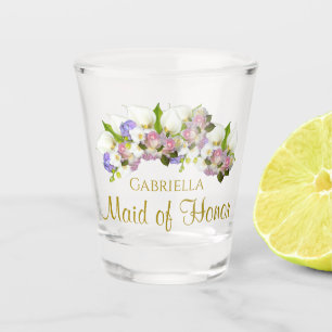 Pastel Spring Flowers Maid of Honor Wedding Favori Shot Glas