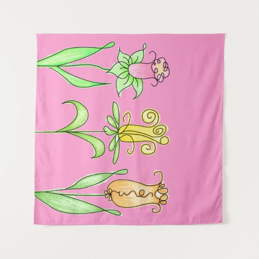 Pastel Spring Flowers Tapestry Wandkleed (Voorkant (horizontaal))