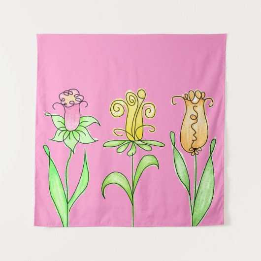 Pastel Spring Flowers Tapestry Wandkleed (Voorkant)