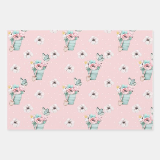 Pastel Spring Flowers Wrapping Paper Sheets (Voorkant 3)
