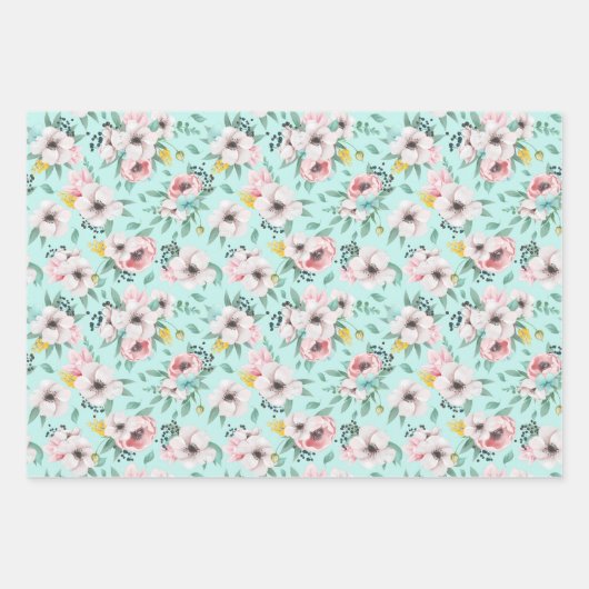 Pastel Spring Flowers Wrapping Paper Sheets (Voorkant 2)