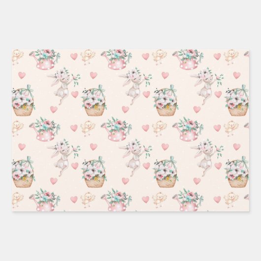 Pastel Spring Flowers Wrapping Paper Sheets (Voorkant)