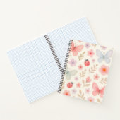 Pastel Spring Garden Pattern – Vlinders, Ladybu Notitieboek (Binnen)