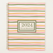 Pastel Spring gestripte gepersonaliseerde planner (Voorkant)