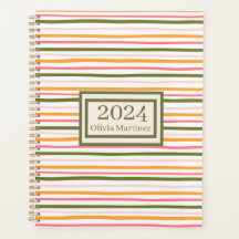 Pastel Spring gestripte gepersonaliseerde planner