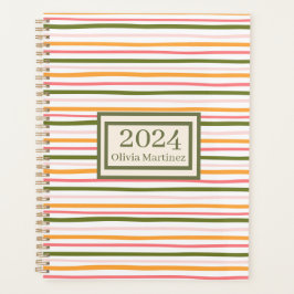 Pastel Spring gestripte gepersonaliseerde planner