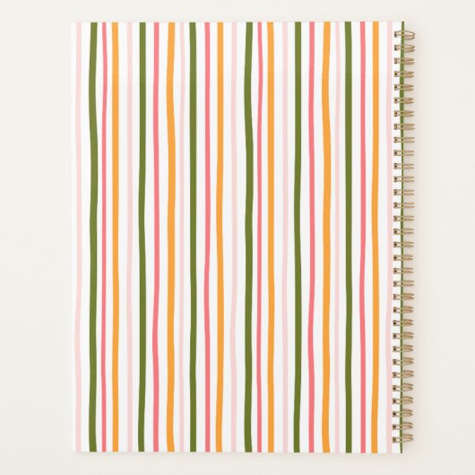 Pastel Spring gestripte gepersonaliseerde planner (Achterkant)