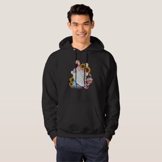 Pastel Spring Gnome With Sunflower Easter Eggs Bas Hoodie (Voorkant volledig)