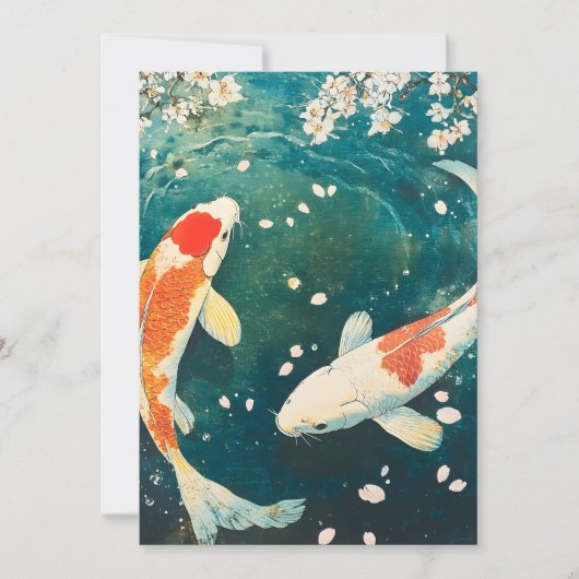 Pastel Spring Koi Blossom Feestdagenkaart (Voorkant)