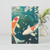 Pastel Spring Koi Blossom Feestdagenkaart (Staand voorkant)
