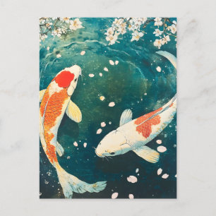 Pastel Spring Koi Blossom Feestdagenkaart