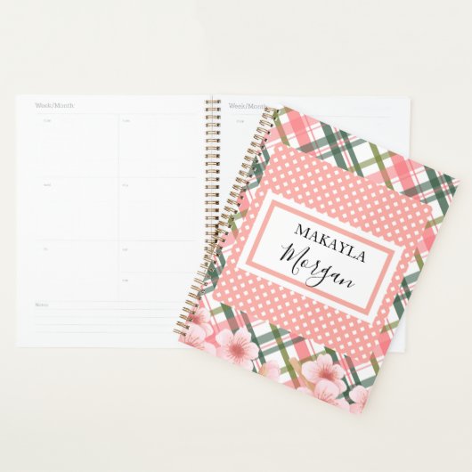 Pastel Spring Plaid Gepersonaliseerde Planner (Display)