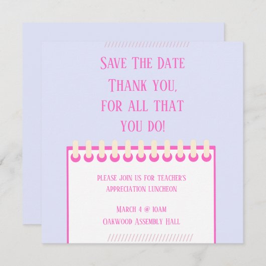 Pastel Spring Teacher Save the Date Kaart (Voorkant / Achterkant)