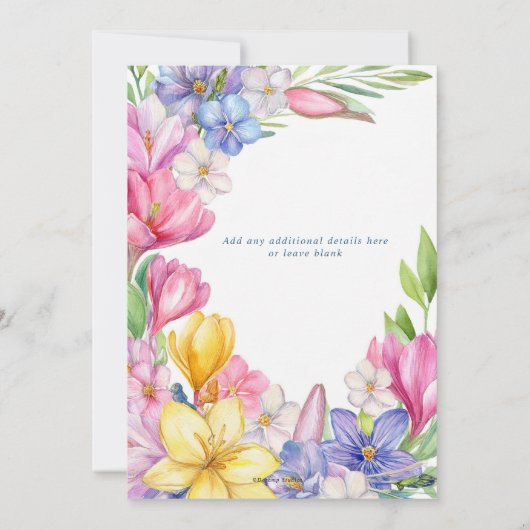 Pastel Spring Tulpen Crocus Huwelijksuitnodiging Kaart (Achterkant)