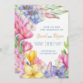 Pastel Spring Tulpen Crocus Huwelijksuitnodiging Kaart (Voorkant / Achterkant)