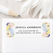 Pastel Spring Waterverf Flowers Etiket (Insitu)