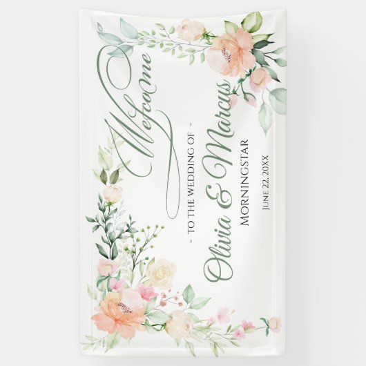 Pastel Spring Waterverf Flowers Spandoek (Verticaal)