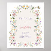 Pastel Spring Wildflower Baby shower Welkom Poster (Voorkant)