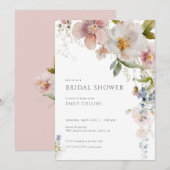 Pastel Spring Wildflower Bridal Shower Invitation Kaart (Voorkant / Achterkant)