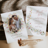 Pastel Spring Wildflower Garden Trouwfoto Bedankkaart