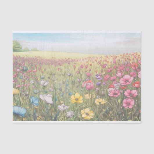 Pastel Spring Wildflower Meadow Decoupage Tissuepapier (Voorkant)