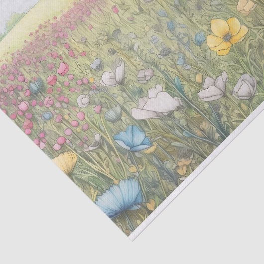 Pastel Spring Wildflower Meadow Decoupage Tissuepapier (Detail)